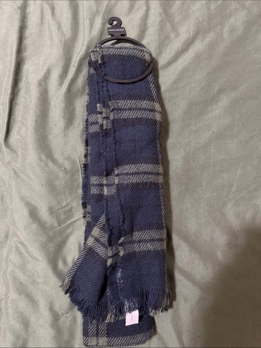 Banana Republic Navy and Gray Plaid Scarf